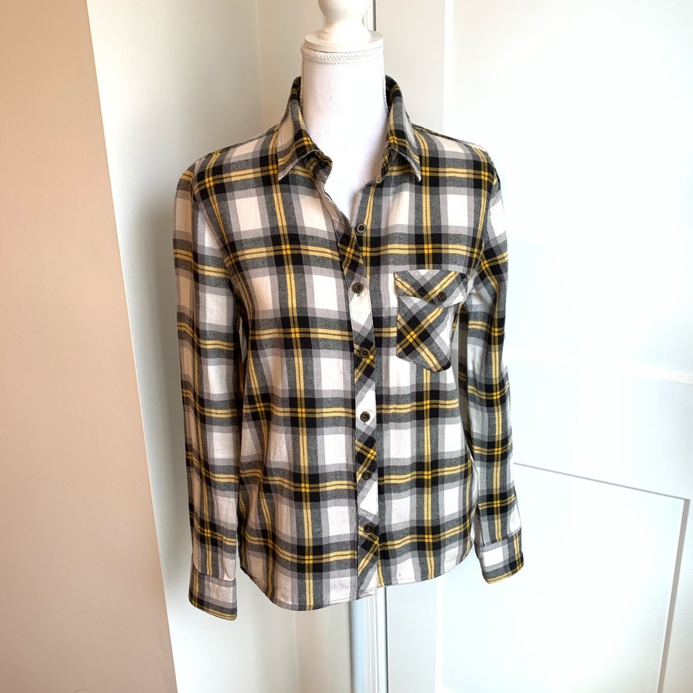 Yellow, Black, Cream/Off White and Gray Flannel Sm